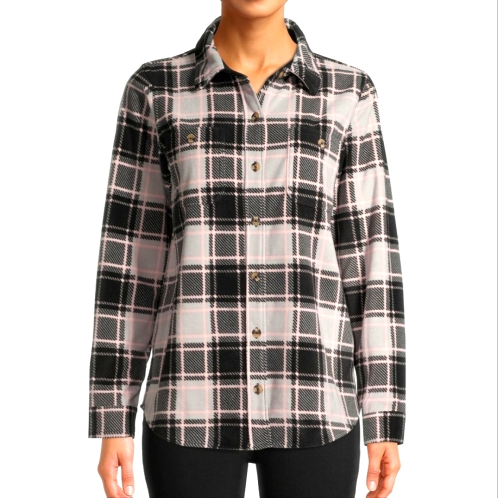 Long Sleeve Relaxed Fit Checked Plaid Shacket